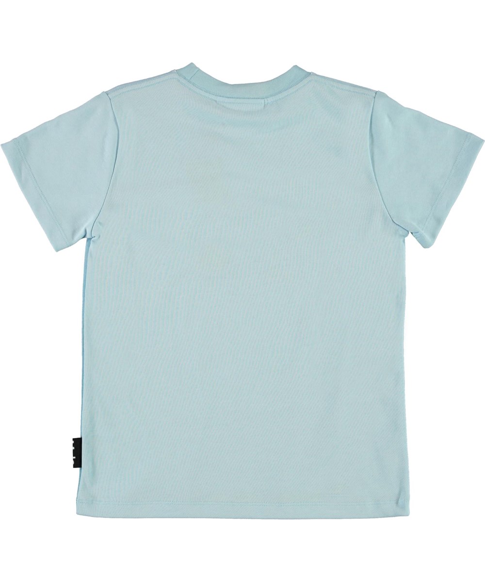 Road - Pollinate - Lichtblauwe biologische t-shirt met bloemen en insecten