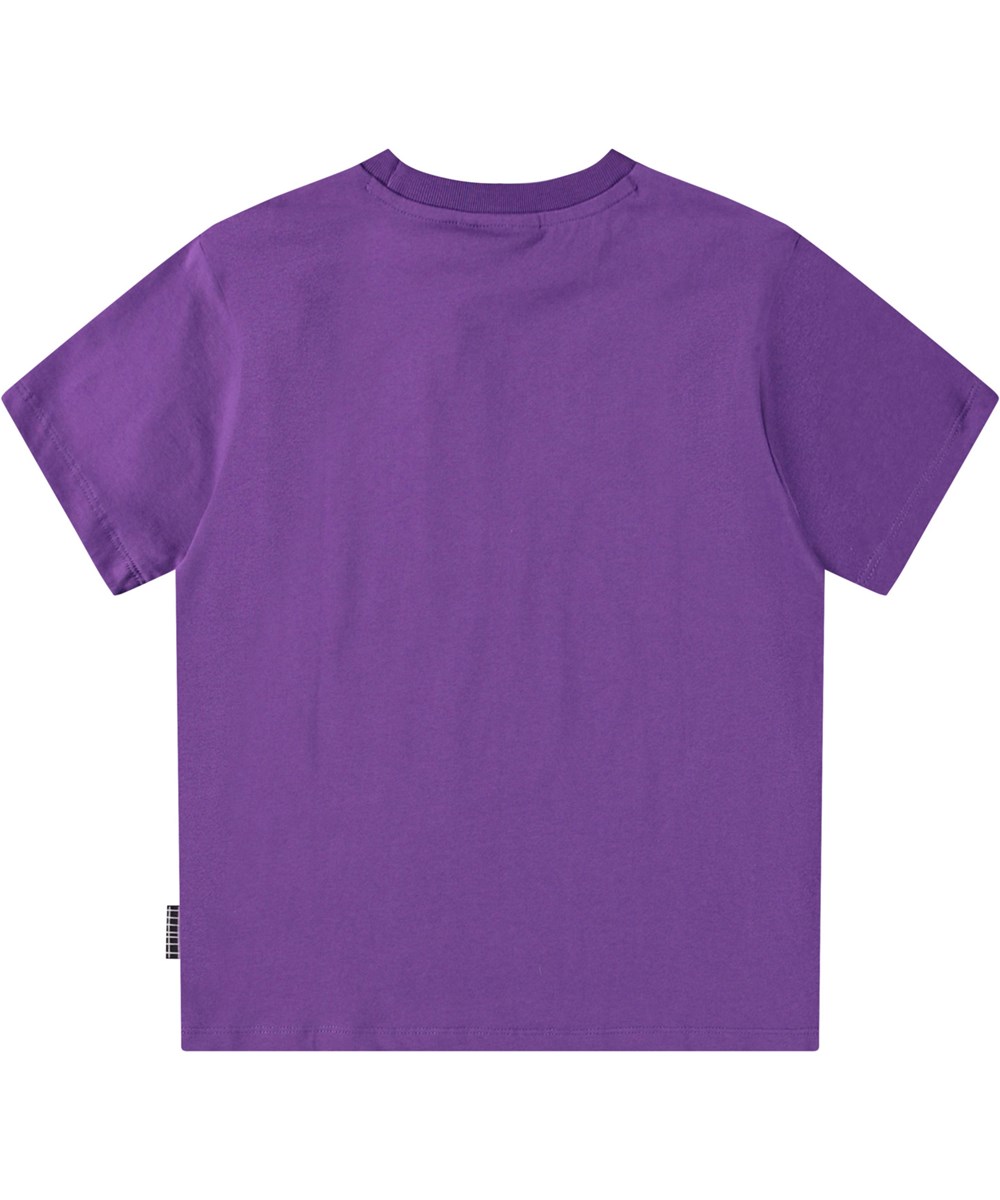 Rodney - Power Purple - Paars biologisch katoenen kinder t-shirt met korte mouwen en ribboord rond de hals.