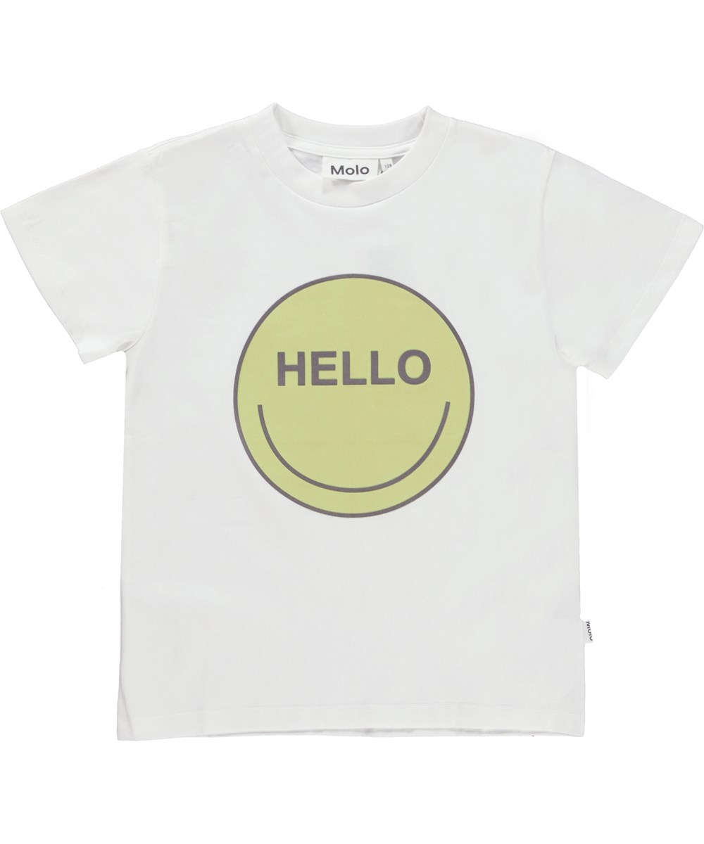 Roxo - Hello Smile - Witte unisex t-shirt met Hello smiley print