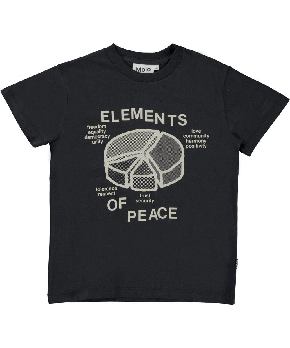 Roxo - Peace Elements - Zwarte unisex t-shirt met peace print
