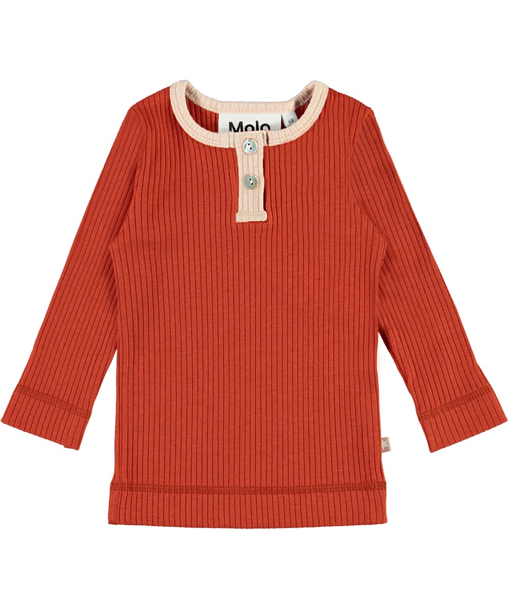 Earth - Burnt Brick - Roter Babypullover in  Ripp