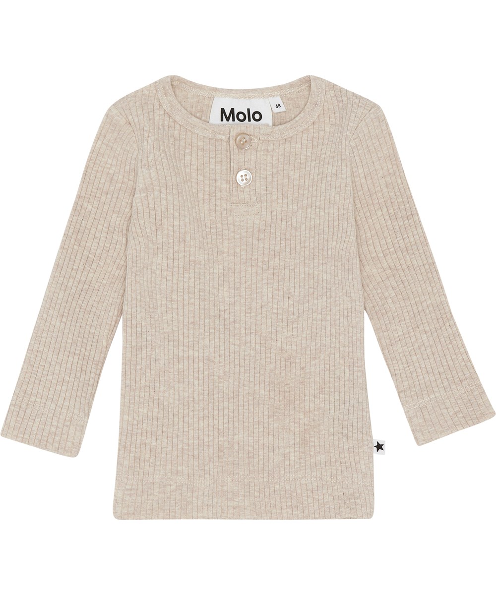 Earth - Oatmeal Melange - Earth ist ein beiges Babyshirt in gerippter Qualität