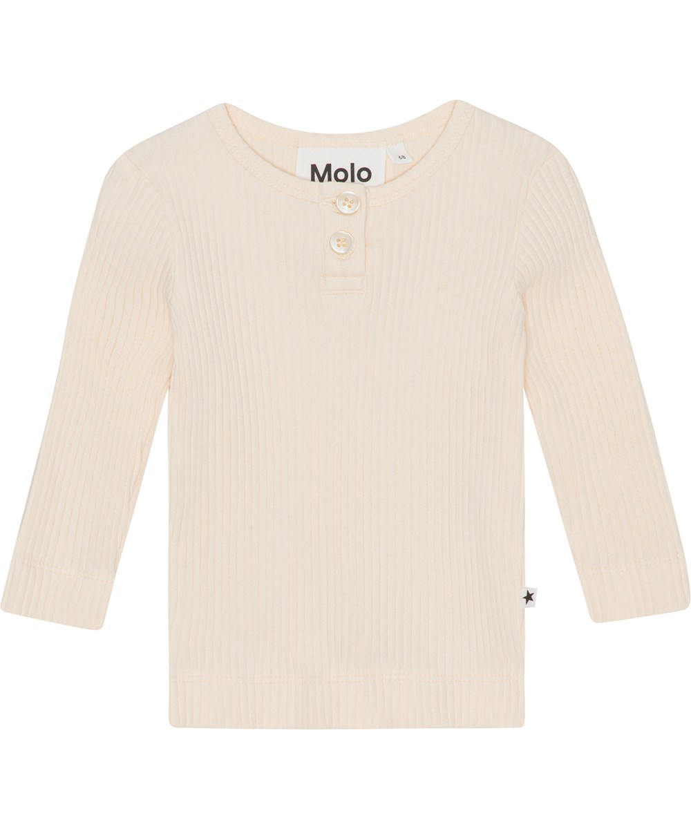 Earth - Pearled Ivory - Beiges Babyshirt aus Öko-Rippstrick