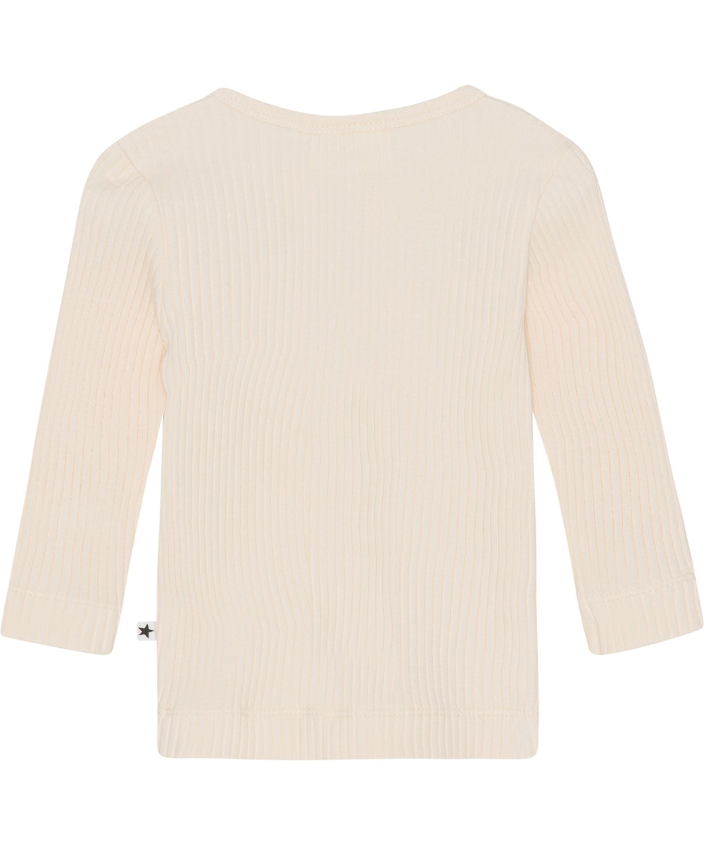 Earth - Pearled Ivory - Beiges Babyshirt aus Öko-Rippstrick
