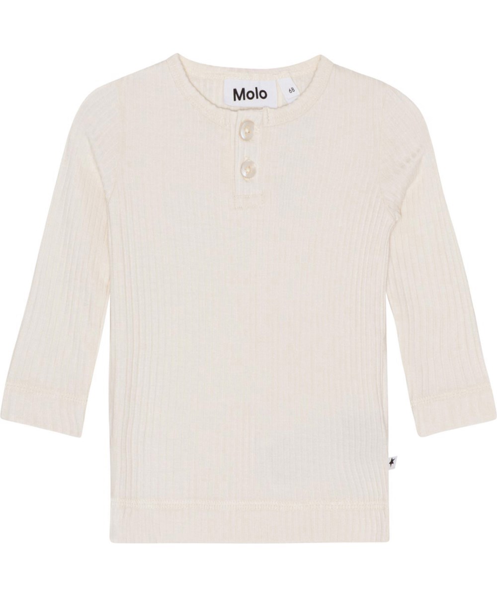 Earth - Sea Shell - Cremeweißes Langarmshirt für die Kleinen aus geripptem Viskosejersey