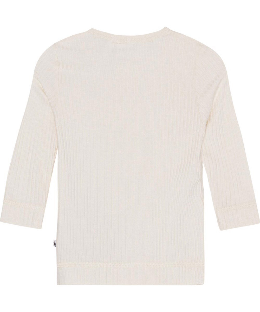 Earth - Sea Shell - Cremeweißes Langarmshirt für die Kleinen aus geripptem Viskosejersey