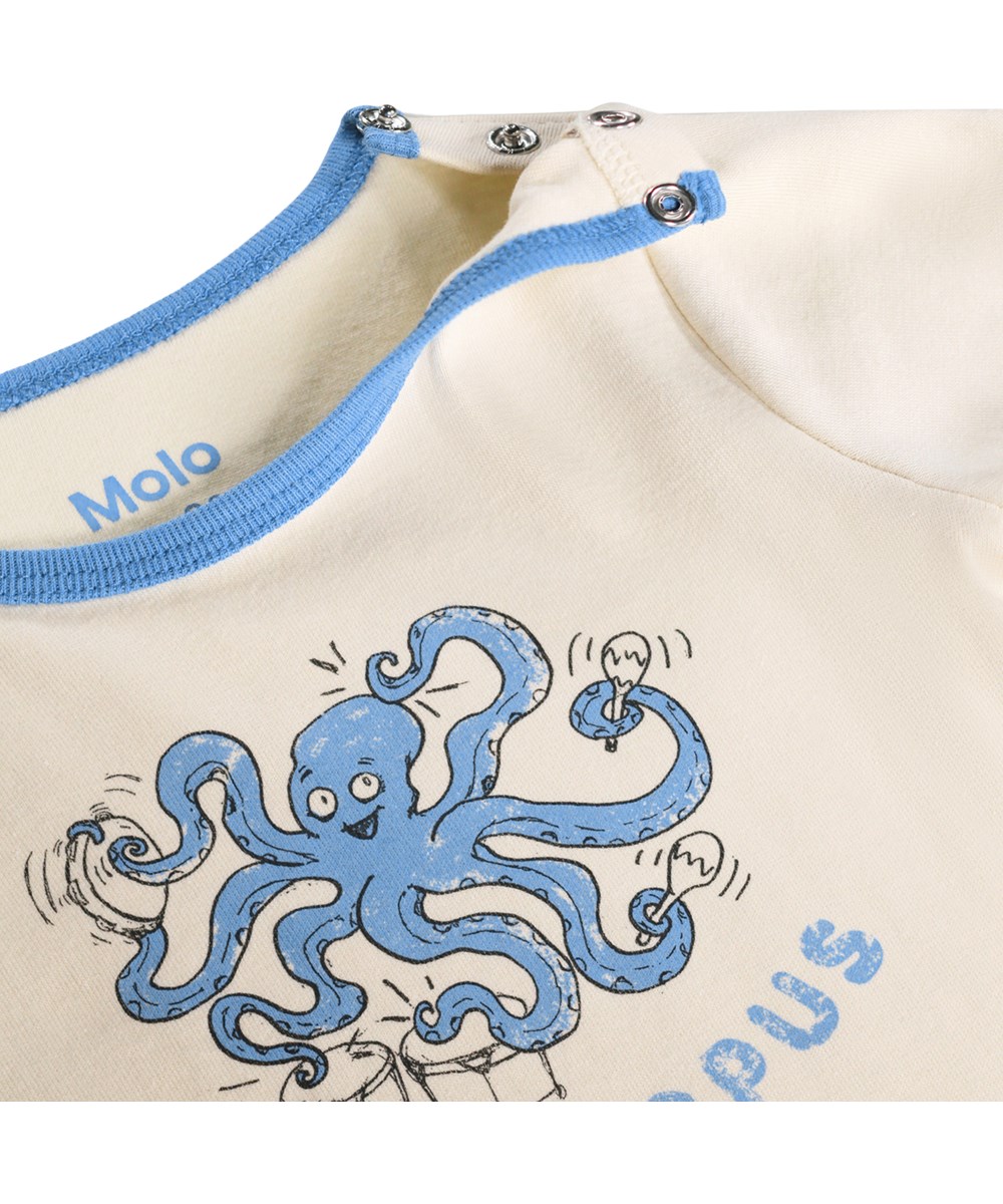 Easy - Rocktopus - Weißes T-Shirt für die Kleinen aus Bio-Baumwolle mit einem Oktopus-Print