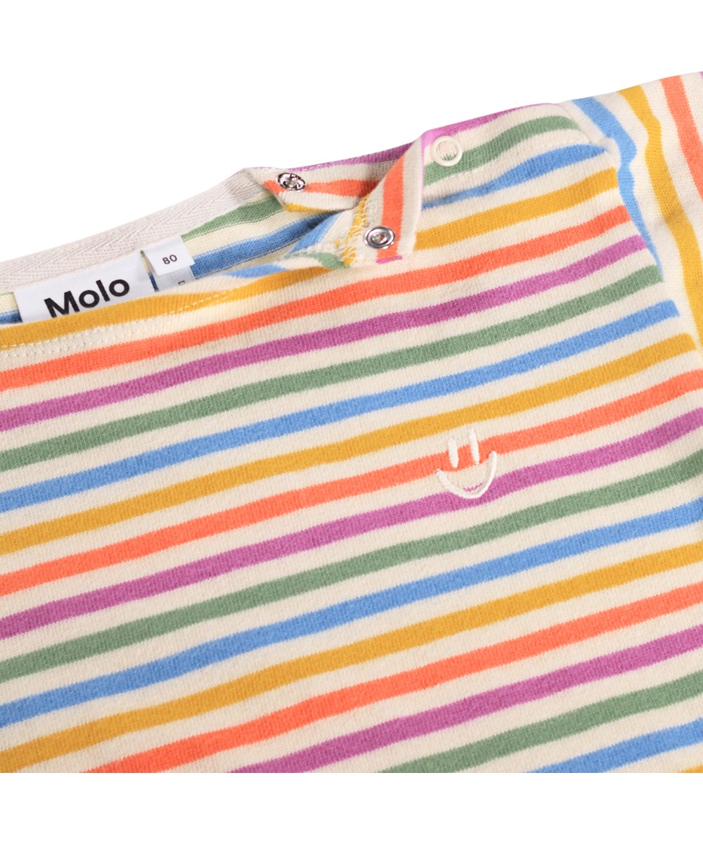 Edarko - Mini Rainbow - Langärmliges, bunt gestreiftes Shirt für die Kleinen aus Bio-Baumwolle.