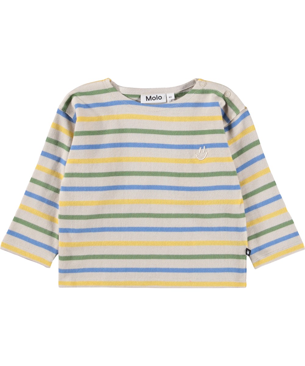 Edarko - Multiple Stripe - Langärmliges, bunt gestreiftes Shirt für die Kleinen aus Bio-Baumwolle.