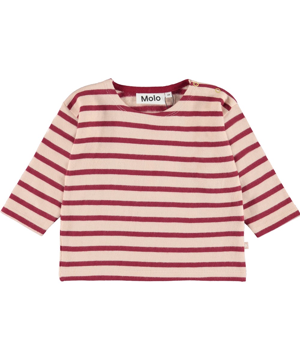 Edarko - Velvety Rose Stripe - Rosa und rot gestreiftes Öko-Babyshirt