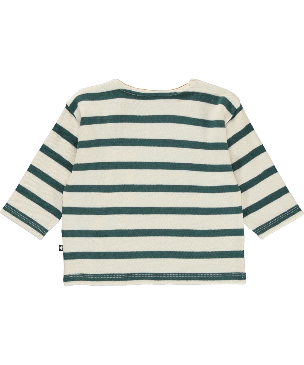 Edarko - Wild Ivory Stripe - Weiß-grün gestreiftes Öko-Babyshirt