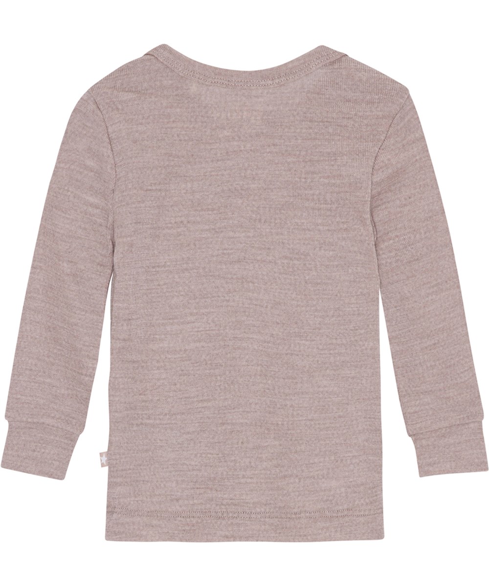 Eli - Rose Melange - Rosafarbener Baby-Pullover aus Merinowolle