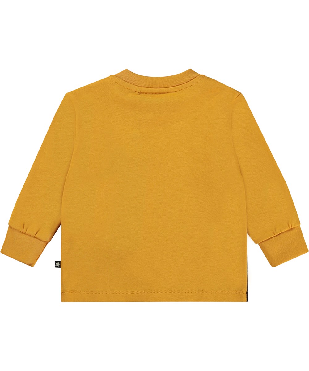 Eloy - Stump Friends - Orangefarbene Öko-Baby-Langarmshirt mit Waldaufdruck