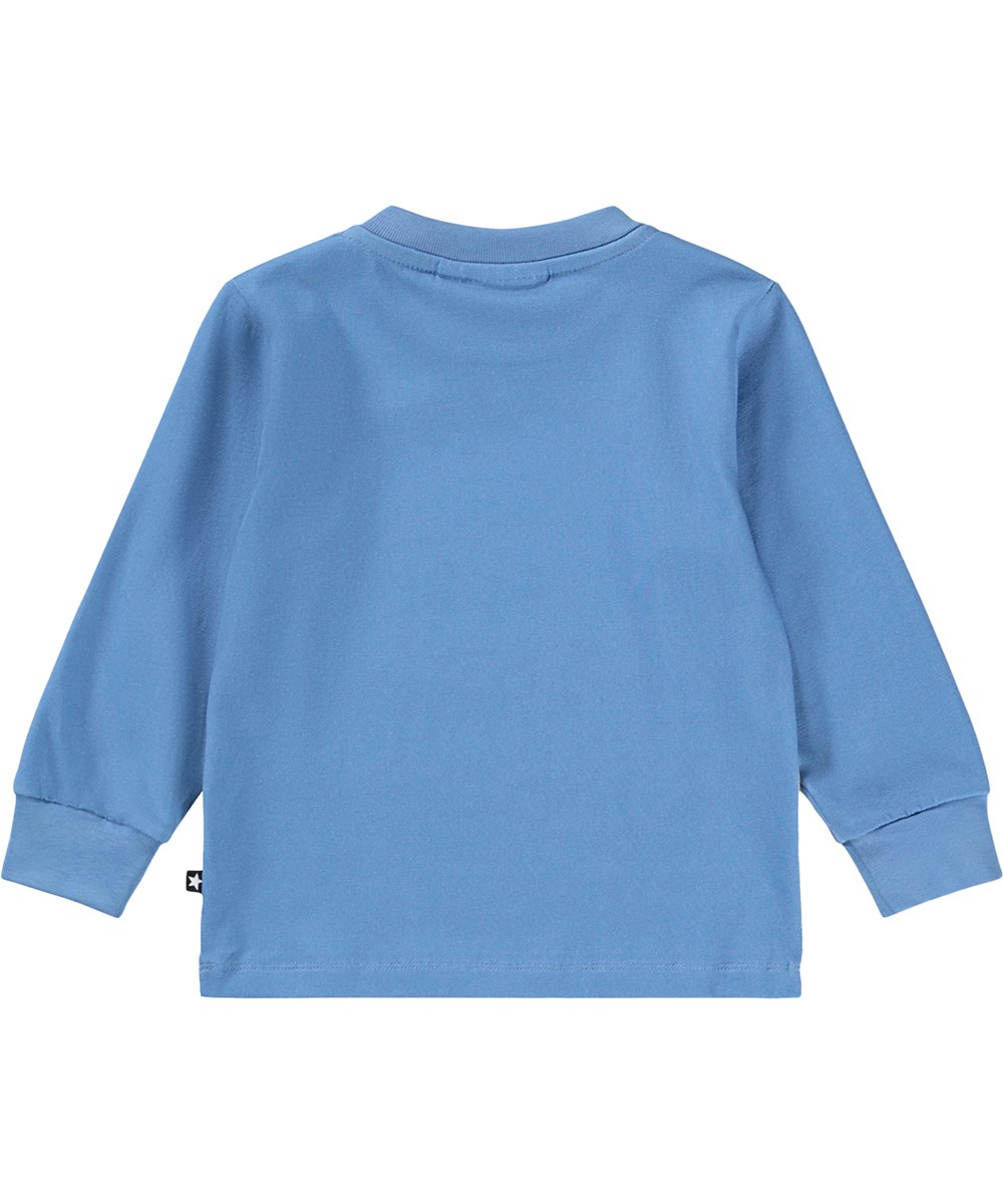 Eloy - Tiger Cub - Blaues langärmeliges Shirt für die Kleinen aus Bio-Baumwolle mit einem Tigerprint