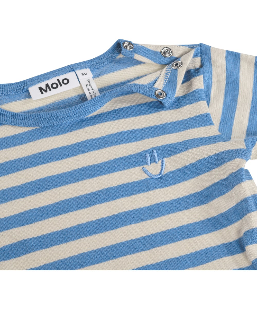 Elvo - Blue Sand Stripe - Blaues langärmeliges Shirt aus Bio-Baumwolle mit Streifen