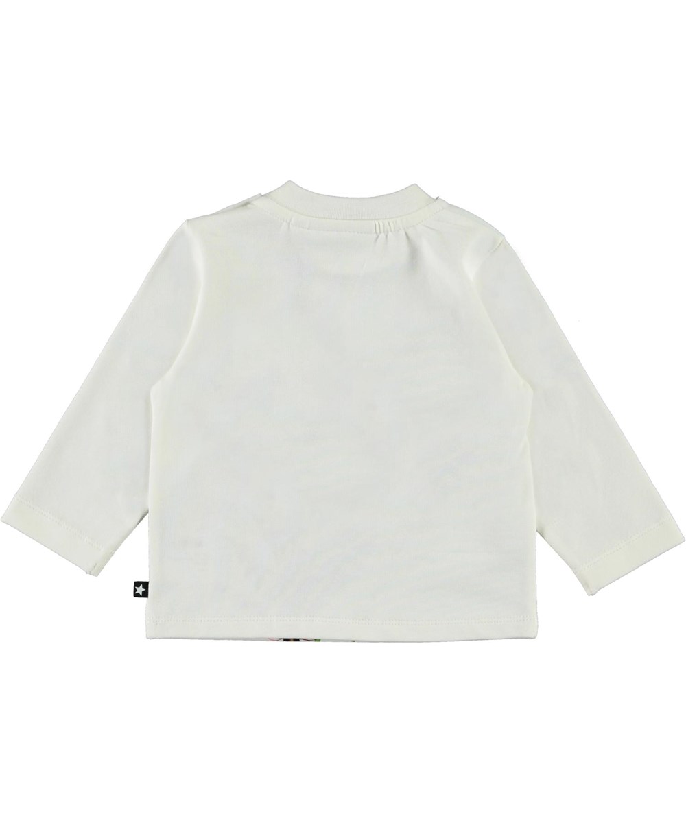 Enovan - Pollinators - Öko weiße Babypullover mit Blumen und Insekten