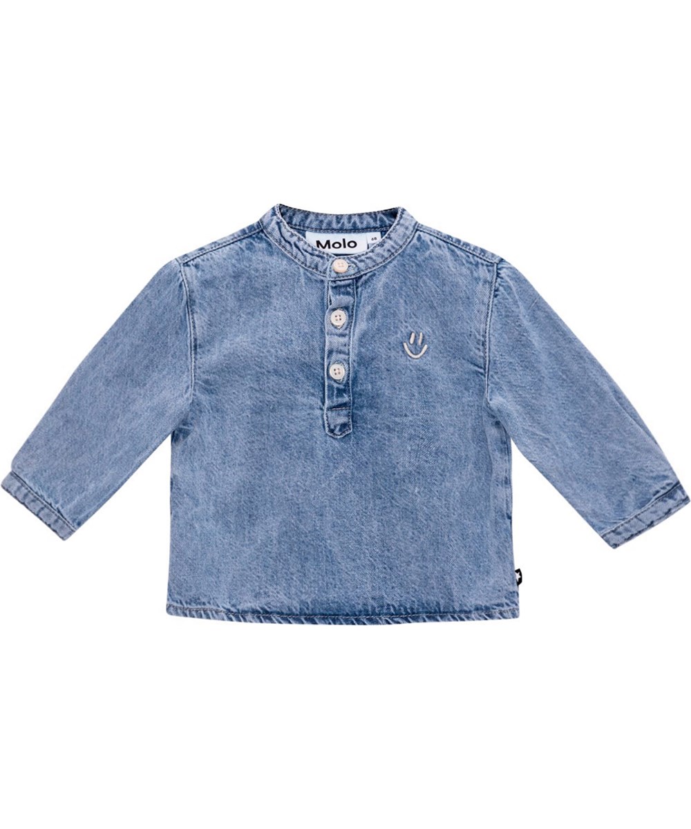 Enoz - Bleach Denim - Blaues Denimhemd für die Kleinen aus Öko-Baumwolle