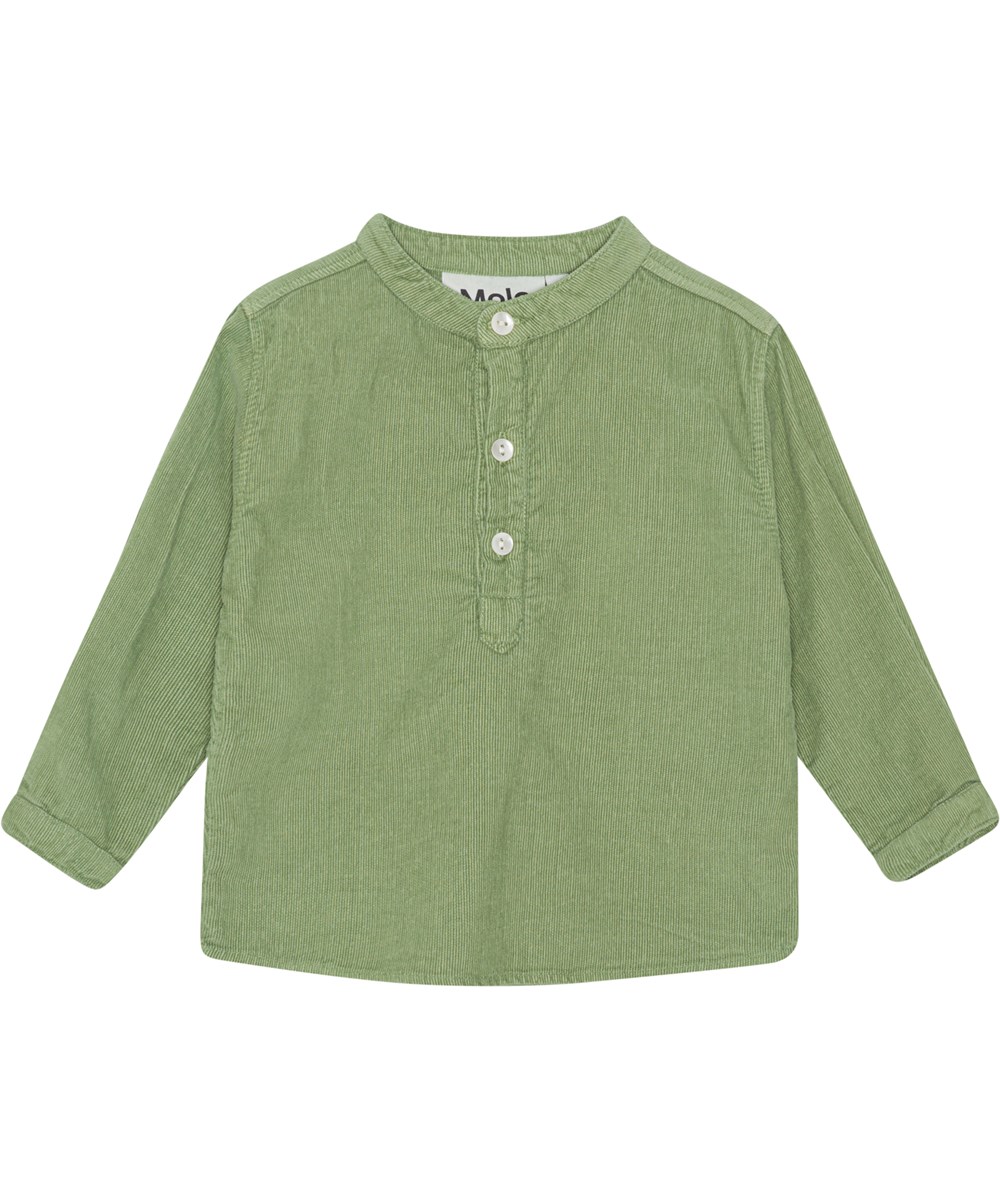 Enoz - Moss Green - Grünes Öko-Babyshirt aus geripptem Samt