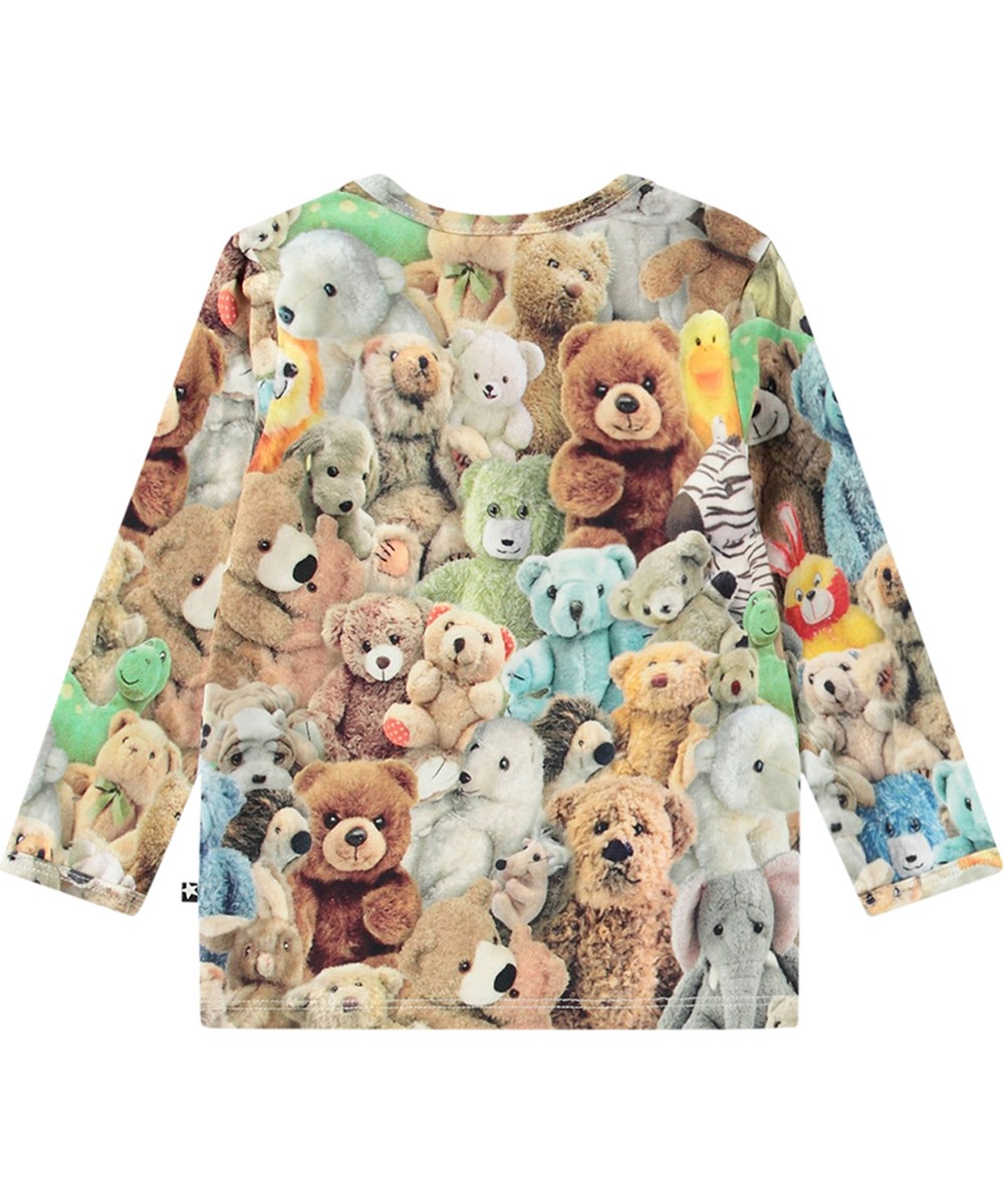 Enzi - Teddy Friends - Öko-Baumwoll-Jersey-Bluse mit einem Teddybär-Allover-Print.