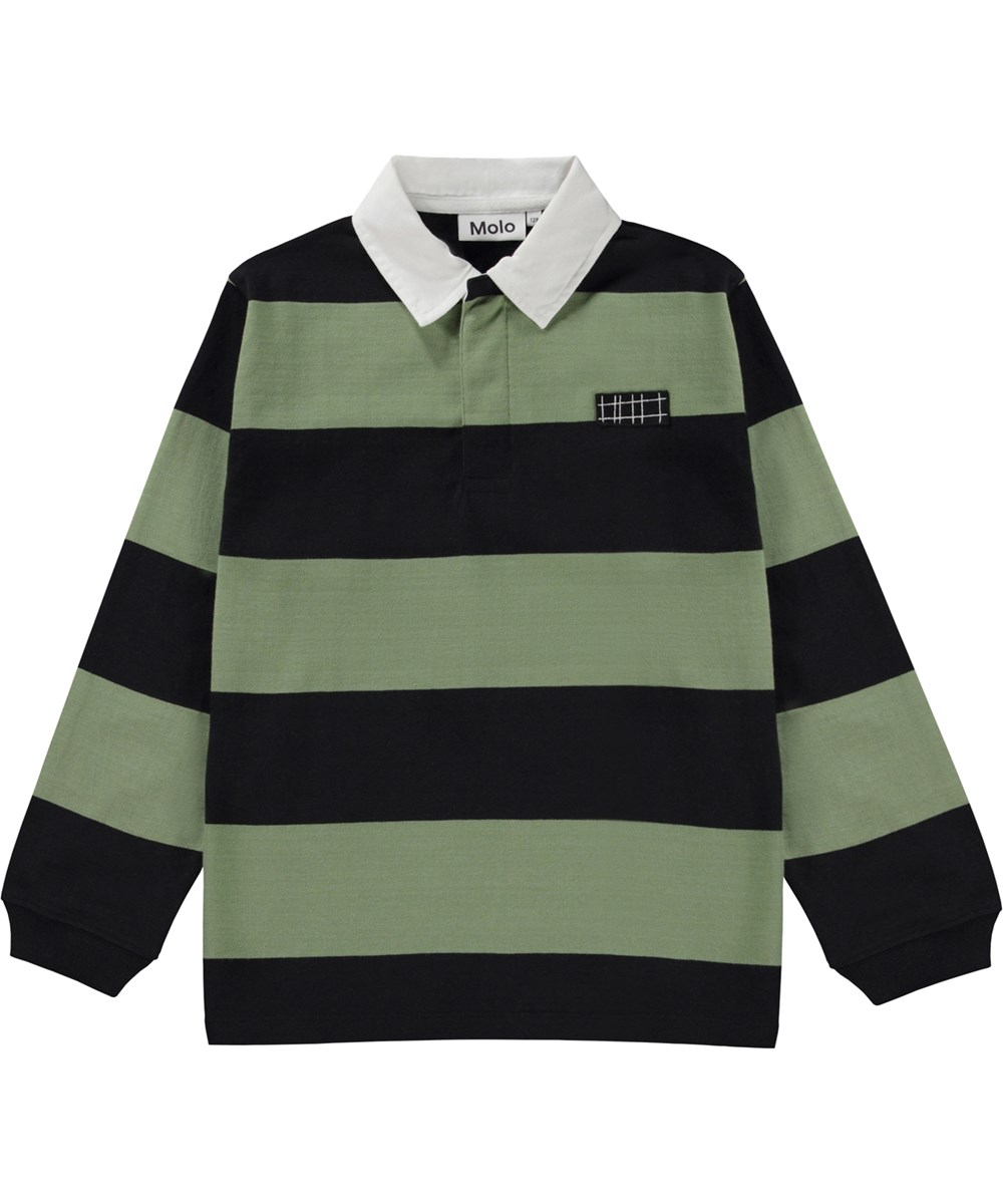 Relz - Black Moss - Öko-Poloshirt mit breiten Streifen