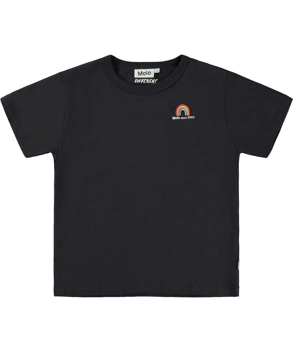 Riley - Black - Schwarzes Regenbogen-T-Shirt zum Jubiläum aus Öko-Baumwolle