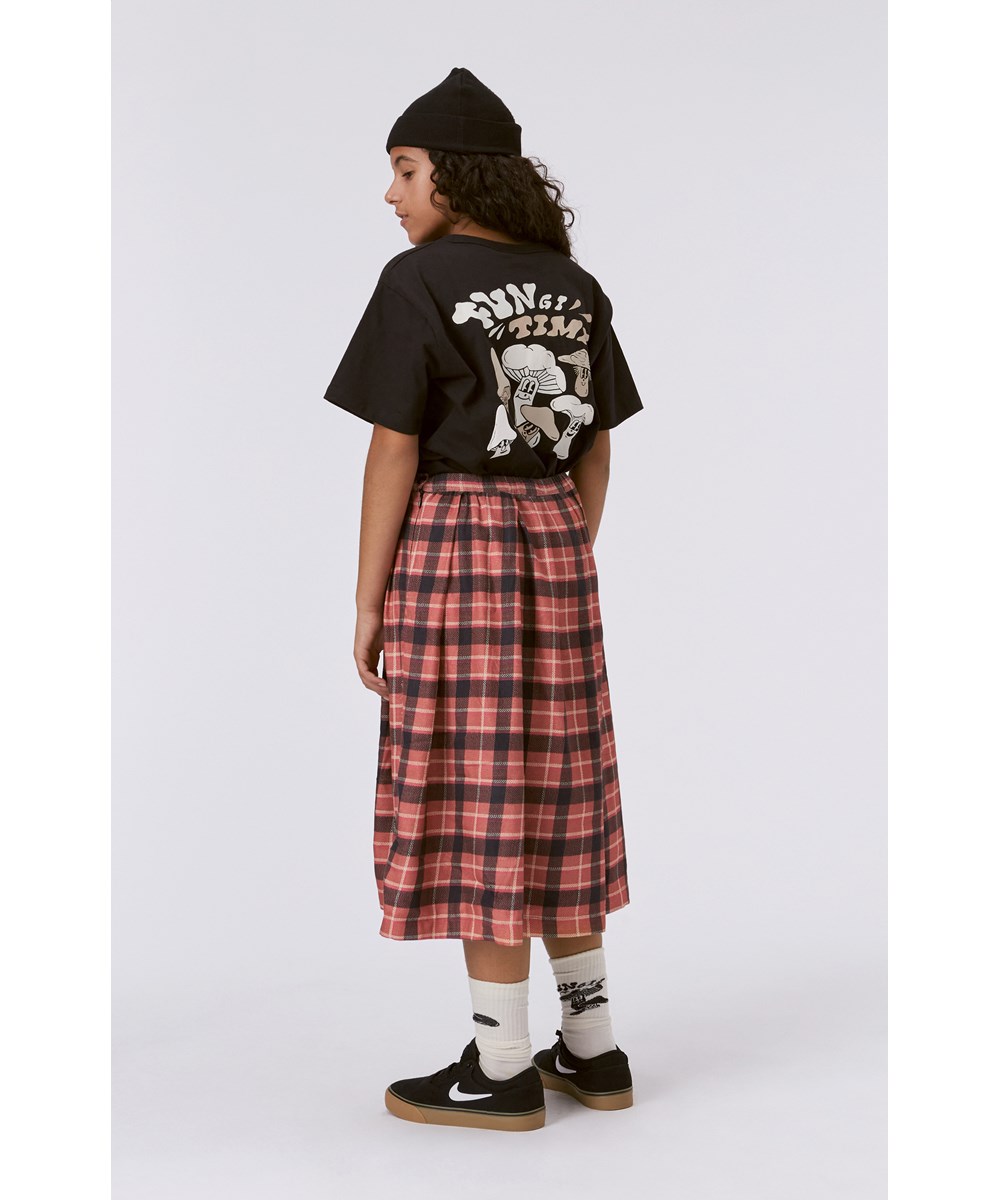 Riley - Fungi Time - Schwarzes T-Shirt mit Placement-Pilzdruck