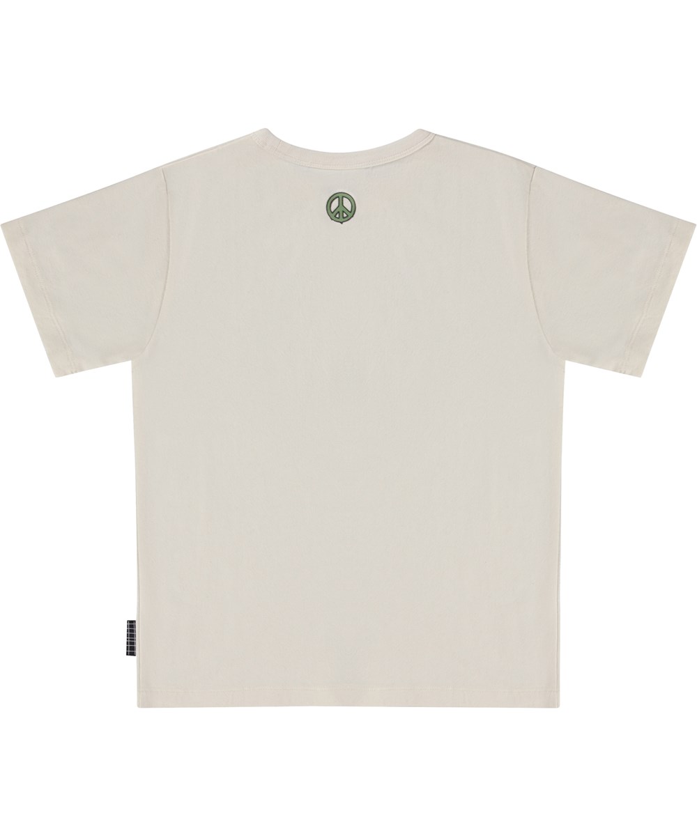 Riley - Peaceful - Weißes Öko-T-Shirt mit grünem Peace-Zeichen