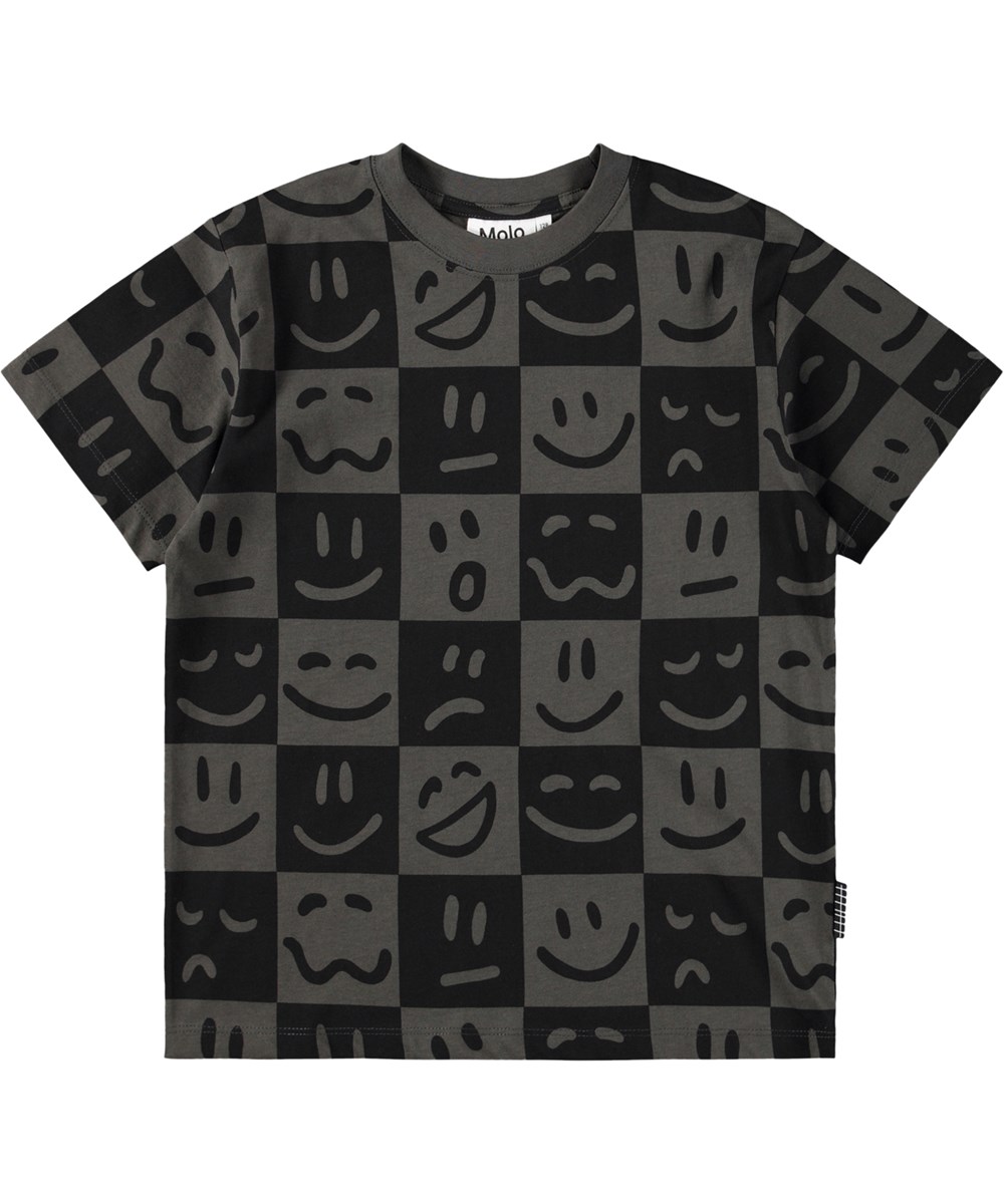 Riley - Vibe Checks BLK - Graues und schwarzes T-Shirt für Kinder aus Bio-Baumwolle