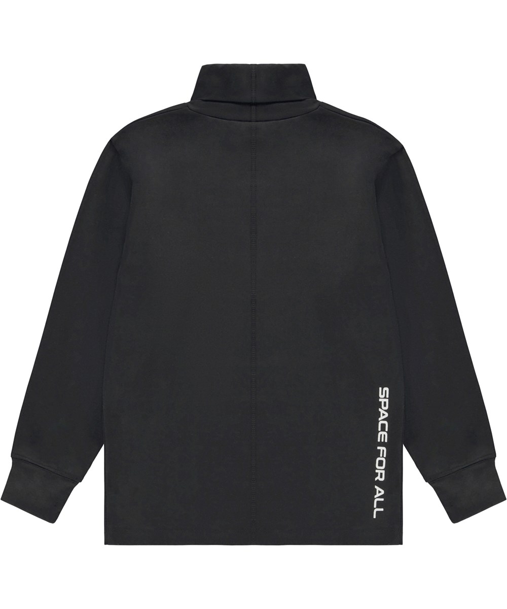 Ronez - Black - Schwarzer Öko-Rollkragenpullover mit Rückendruck