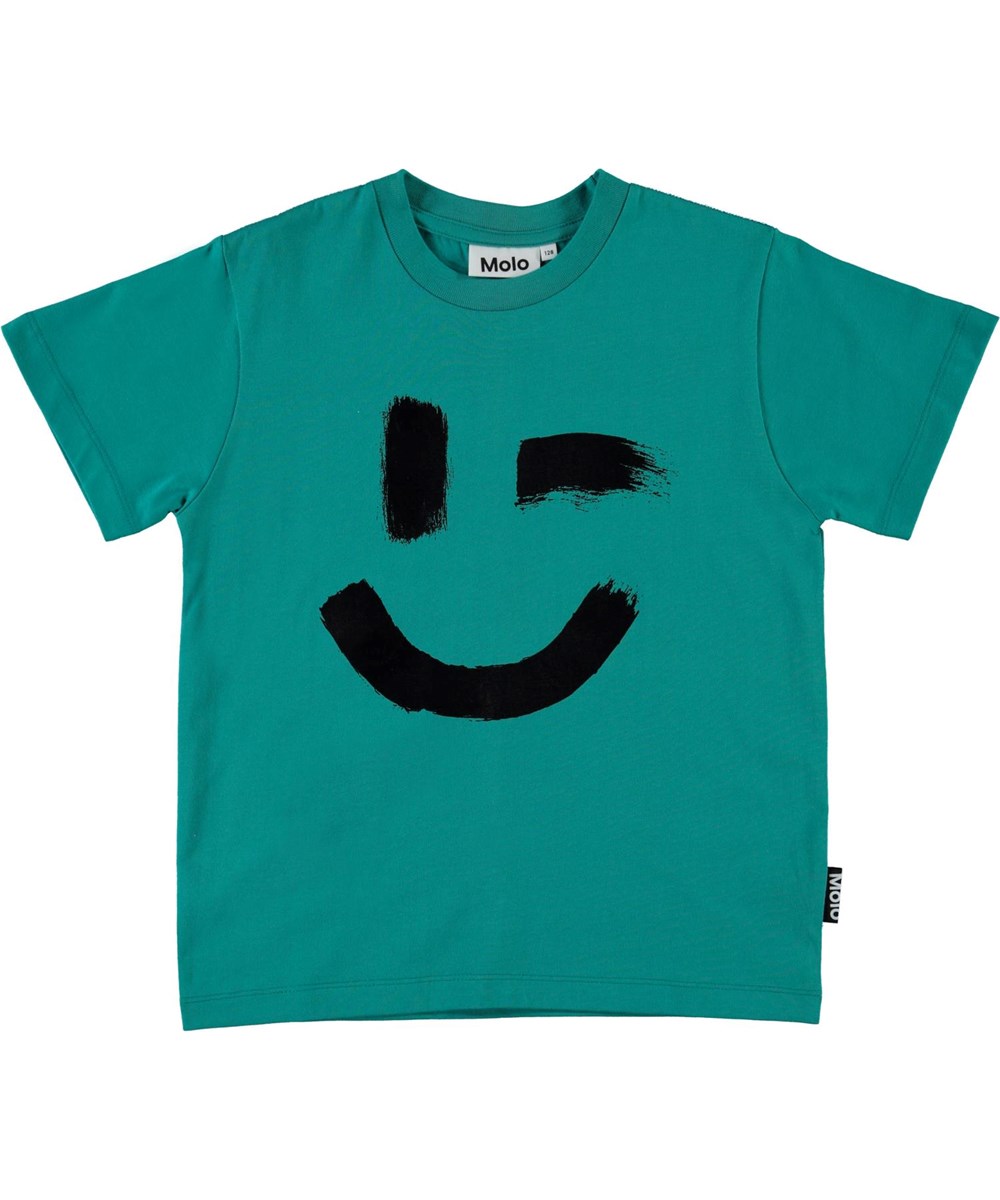 Roxo - Teal - Öko grünes T-Shirt mit Smiley