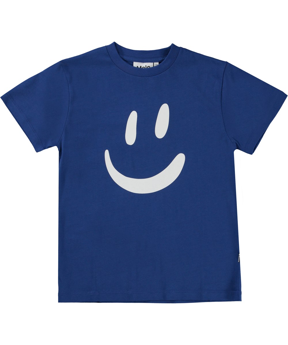 Roxo - Royal Blue - Blaues Öko-T-Shirt mit Smile-Print