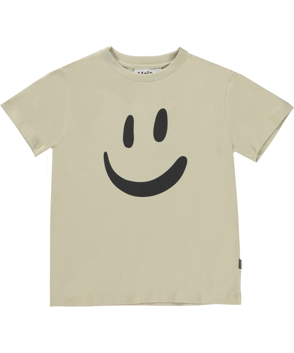 Roxo - Sandy - Beiges Öko-T-Shirt mit Smile-Print
