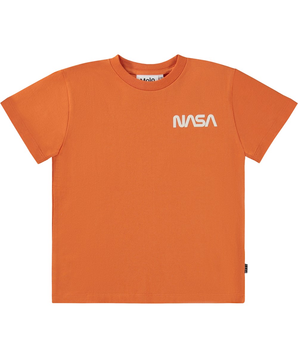 Roxo - Sun Power - Orangefarbenes Öko-T-Shirt mit NASA-Druck