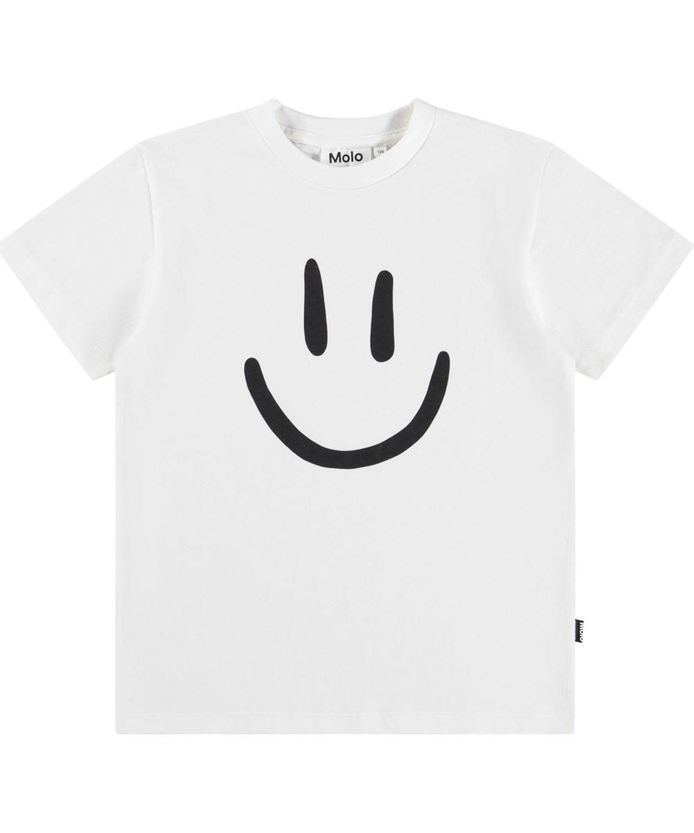 Roxo - Crisp White - Weißes T-Shirt für Kinder aus weicher Bio-Baumwolle mit kurzen Ärmeln und einem gerippten Ausschnitt.