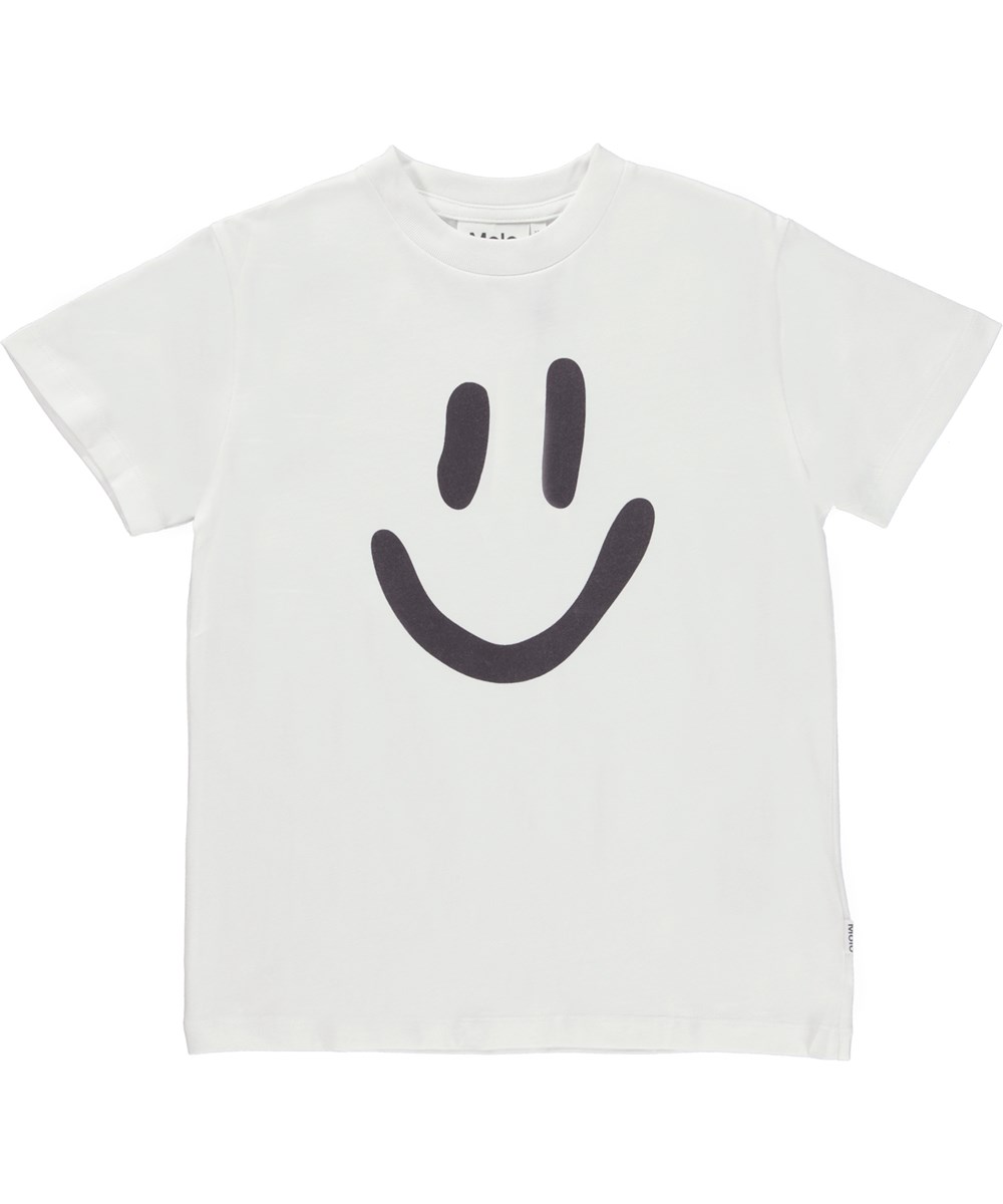 Roxo - White - Weißes Öko-T-Shirt mit Smiley-Aufdruck