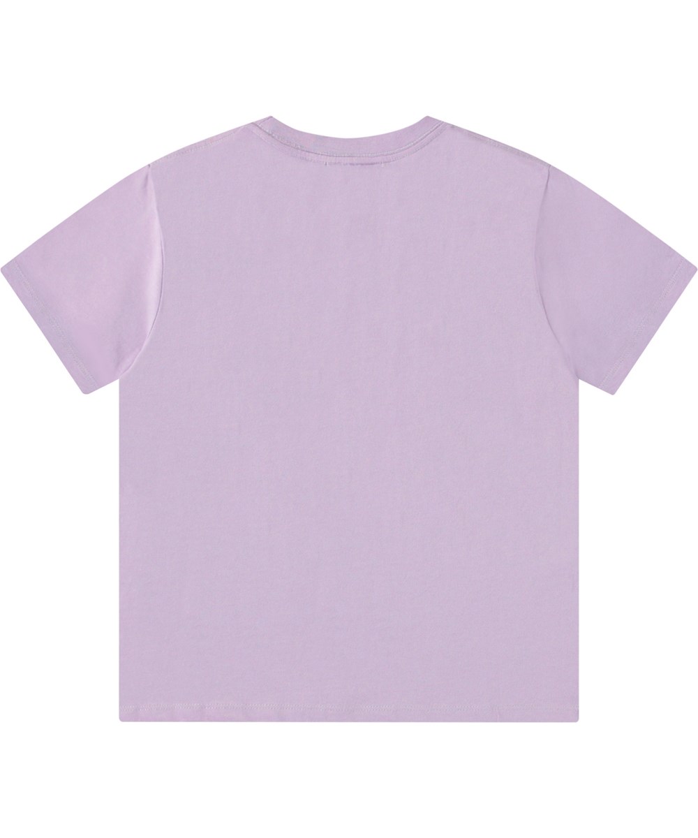 Roxo - Violaceous - Lila T-Shirt für Kinder aus Öko-Baumwolle mit kurzen Ärmeln, geripptem Ausschnitt und lockerer Passform.