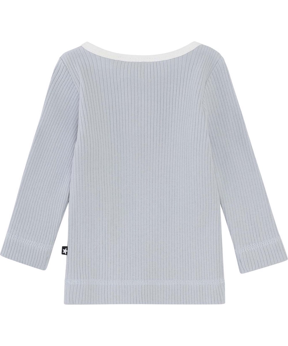 Earth - Pearled Blue - Økologisk lyseblå ribbluse med knapper 