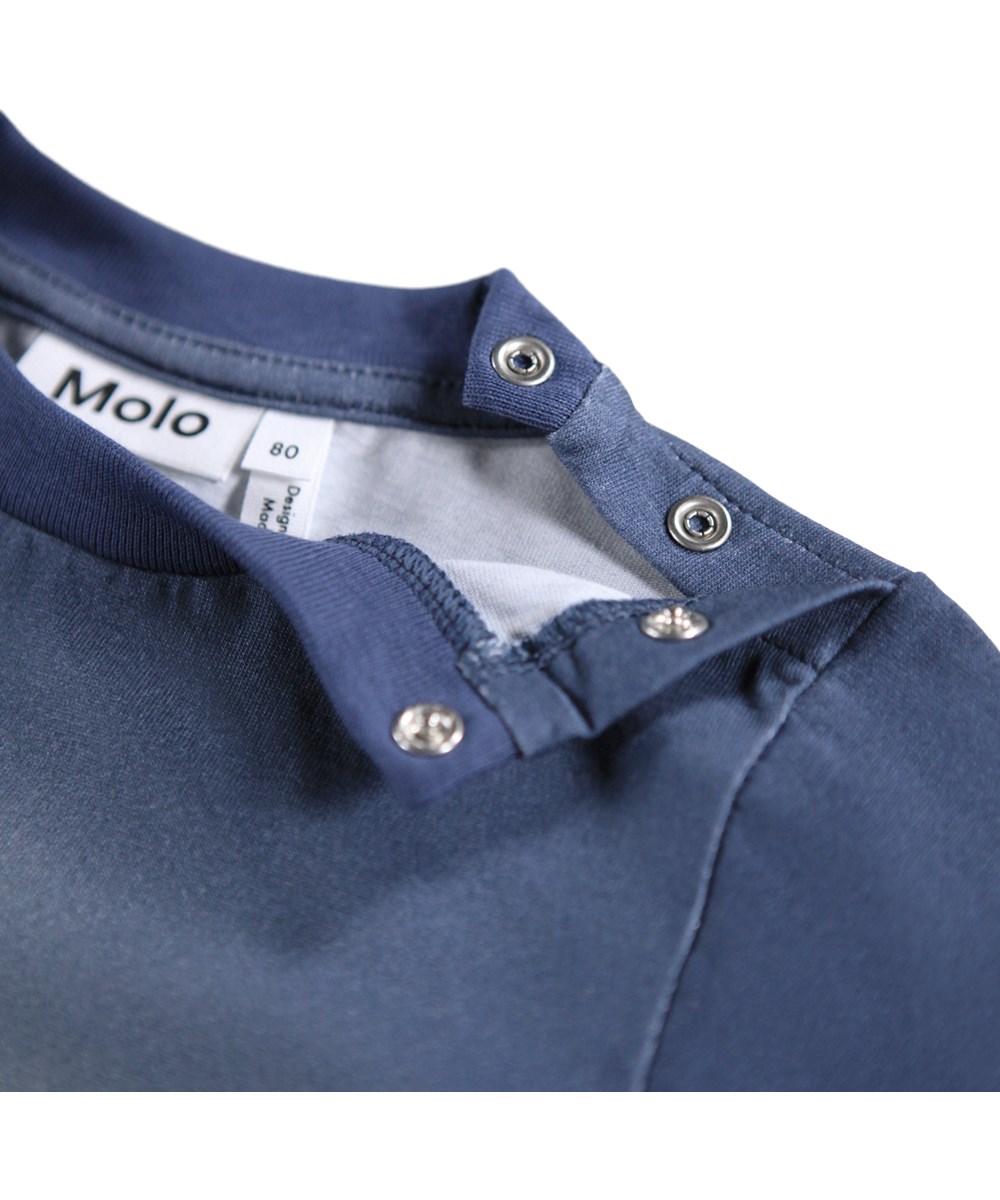 Eloy - Dachshund Cubs - Mørkeblå bluse til baby i økologisk bomuldsjersey med et print af en gravhund. 