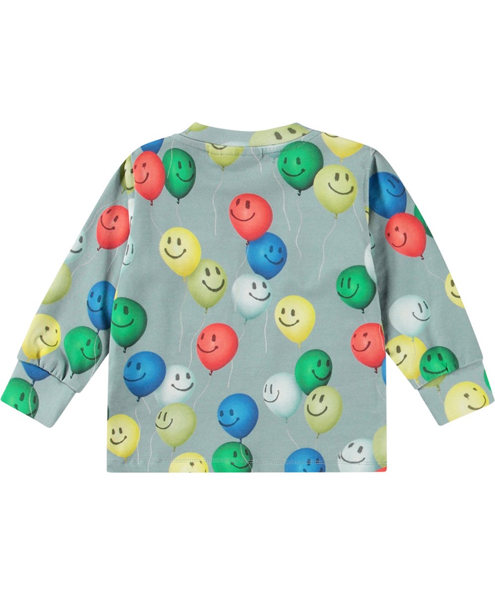 Eloy - Happy Balloons - Grå økologisk baby bluse med ballon print