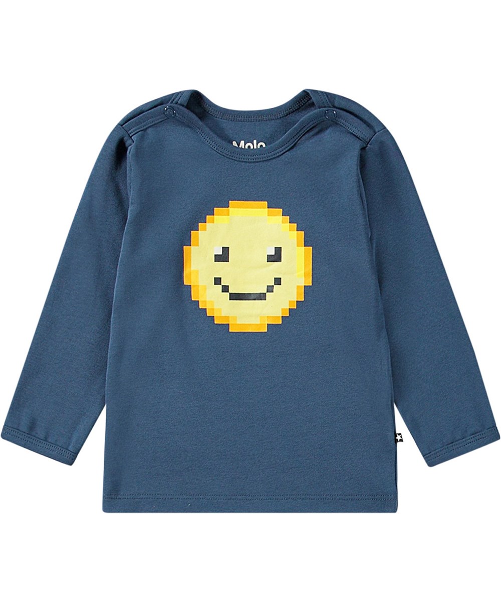 Enzi - Calm Fjord - Blå økologisk baby bluse med print