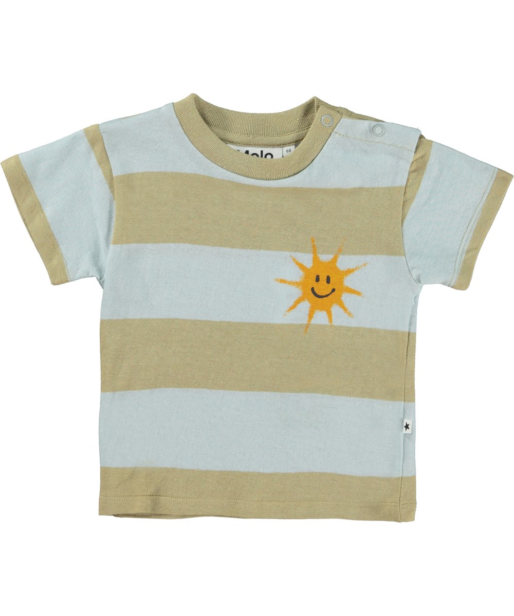 Enzo - Iced Blue Stripe - Stribet baby t-shirt med sol print