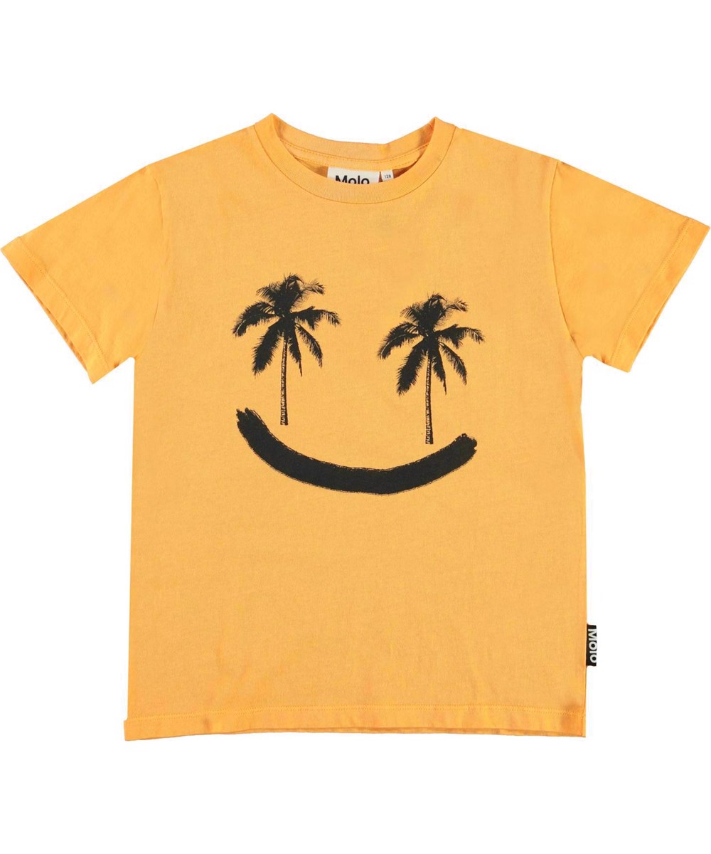 Rame - Sunset - Solgul basic t-shirt med palmeprint