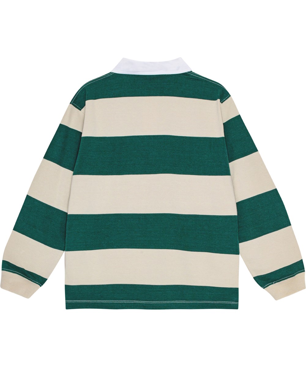 Relz - White Pine - Grøn og råhvid stribet økologisk polobluse