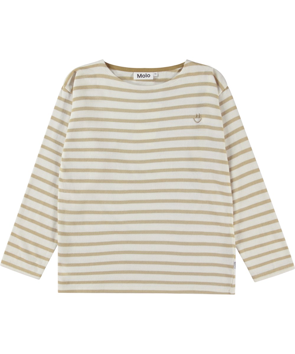 Rilder - Cardboard Stripe - Økologisk stribet bluse i gylden og hvid