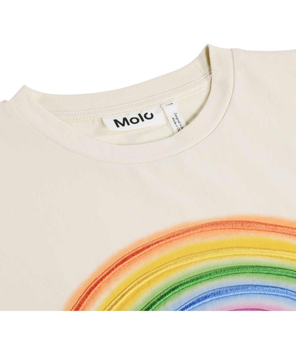 Riley - Hazy Rainbow - Beige t-shirt i økologisk bomuld til børn