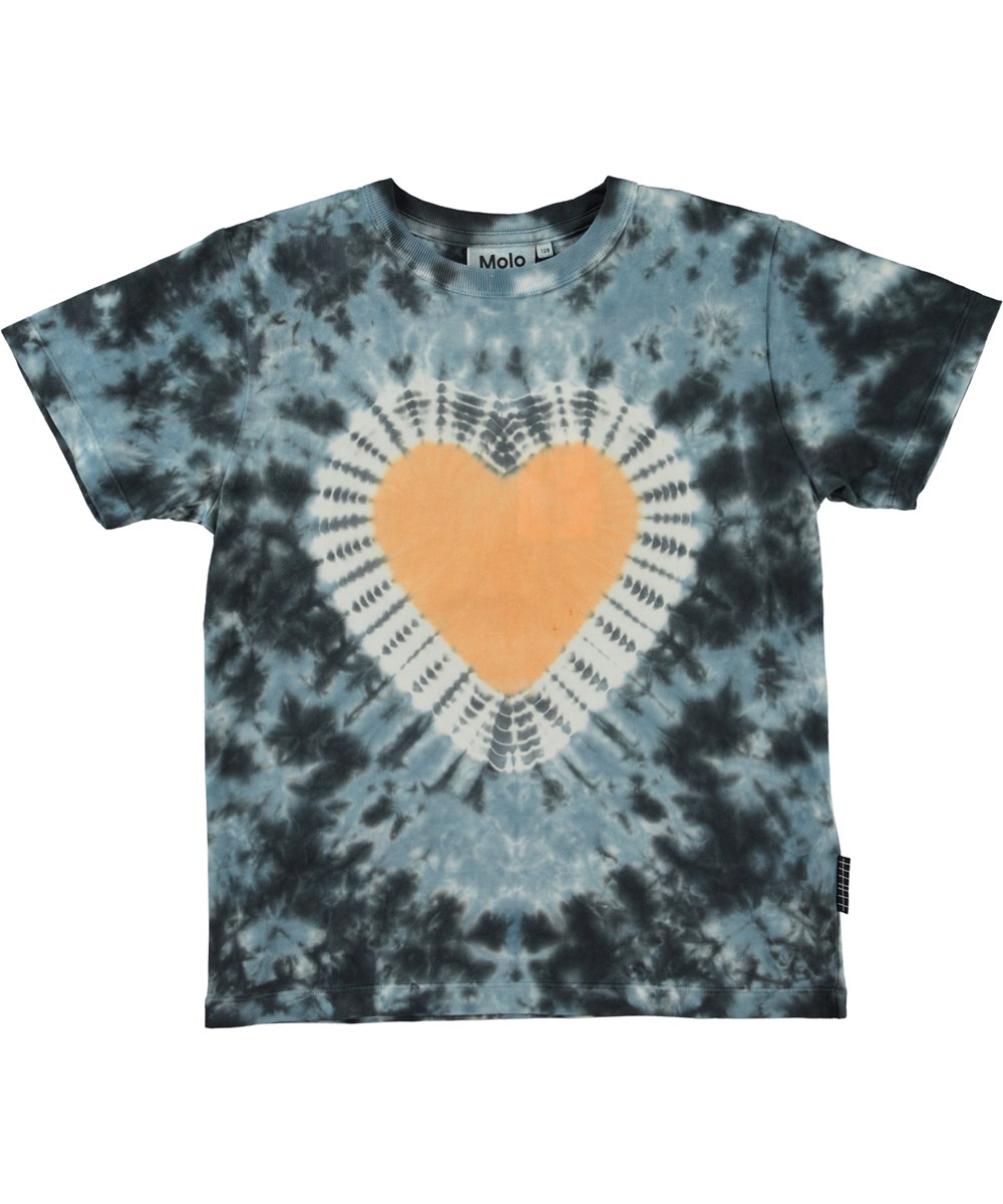 Riley - Love Dye - Unisex t-shirt med blåt tie-dye print og hjerte
