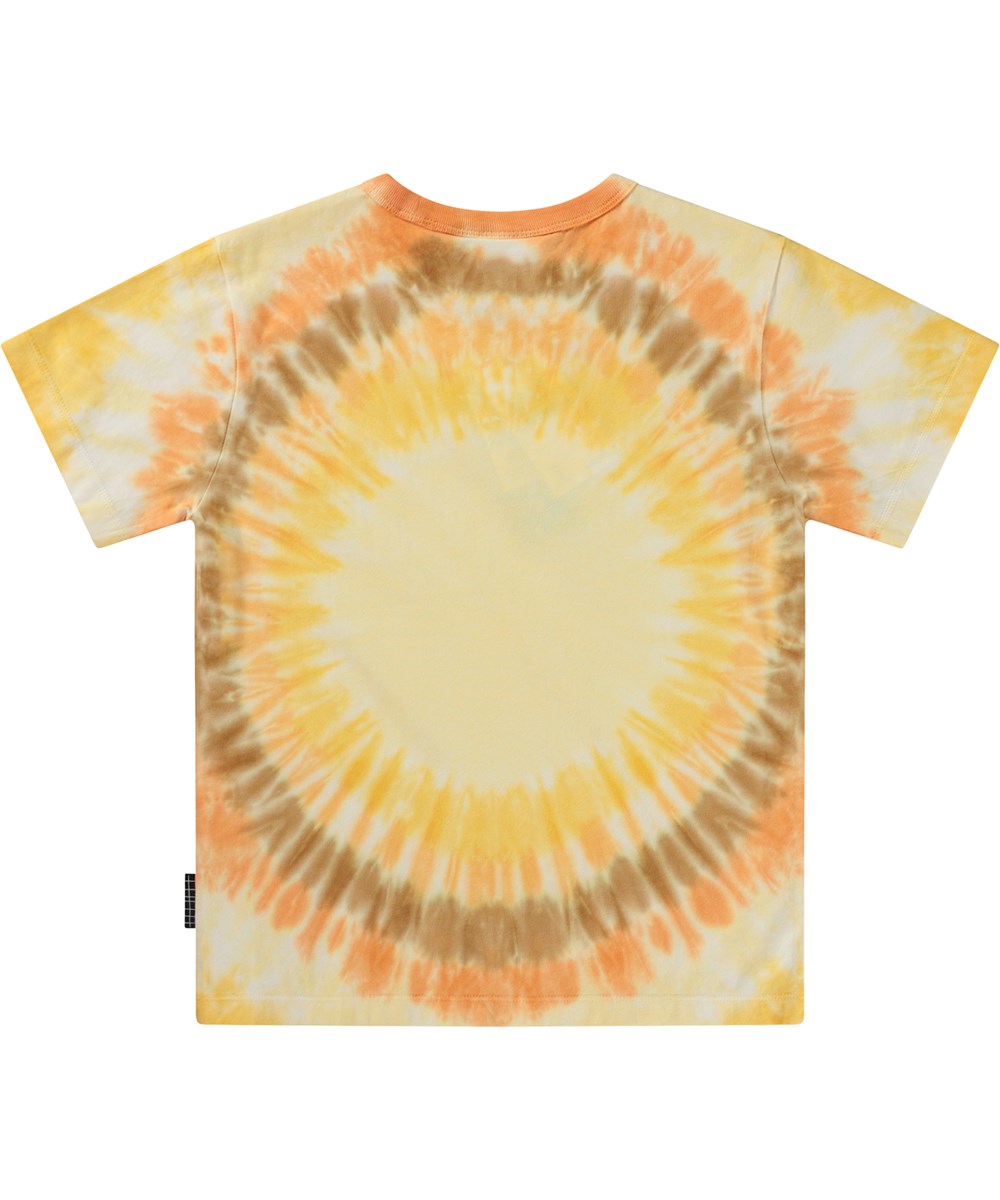 Riley - Sun Dye - Gul økologisk t-shirt med tie-dye sol print