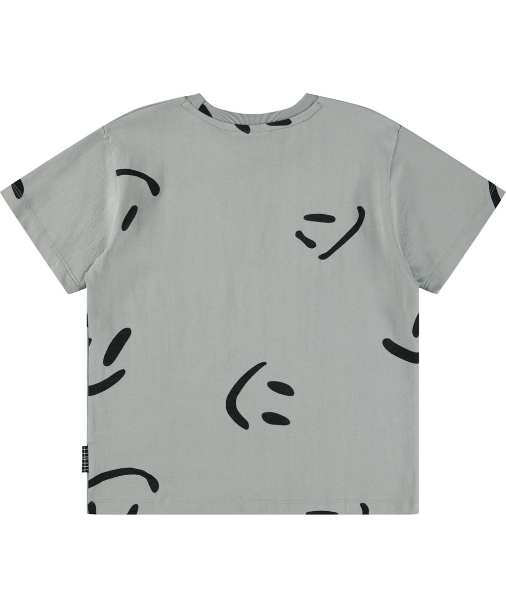 Rodney - Big Smiles Fall - Grå t-shirt til børn i blødt økologisk bomuld med korte ærmer og ribkant i halsen.