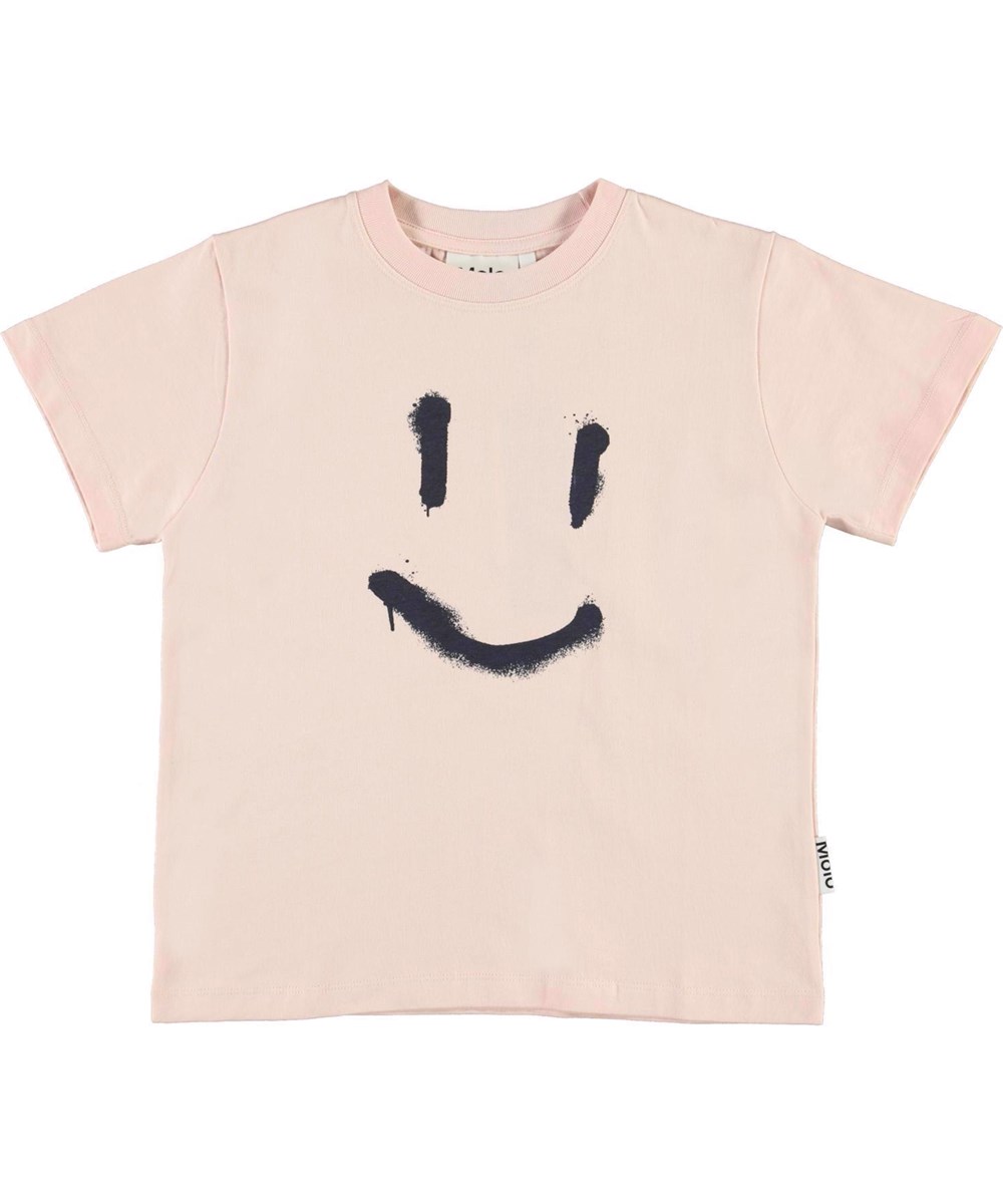 Roxo - Powder - Lys pudder farvet basic t-shirt med en smiley
