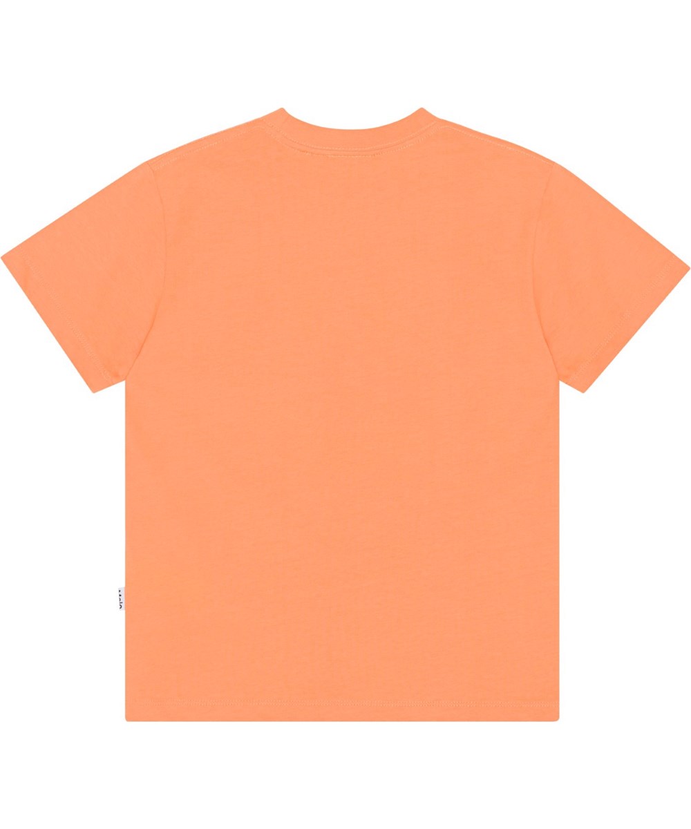 Roxo - Ember - Orange kortærmet t-shirt i økologisk bomuld med et stort smiley-print på fronten